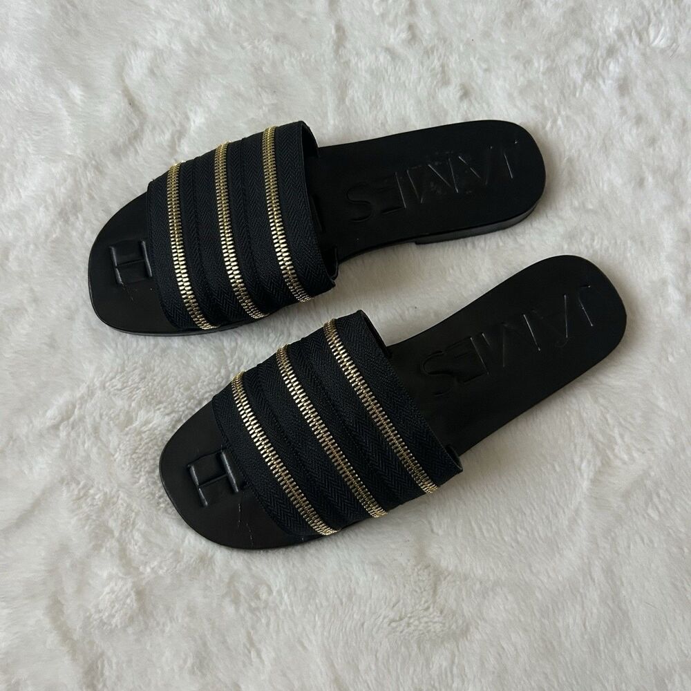 James smith NYC zip slide sandals Black  7